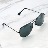 Large Metal Aviator Sunglasses, 62mm