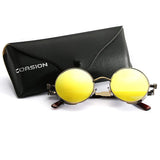Retro Small Round Circle Steampunk Gothic Sunglasses for Men Women Metal Frame(46mm)