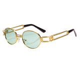 Retro Round Steampunk Sunglasses Metal Frame