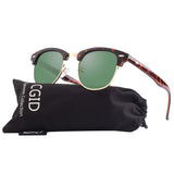 Classic Polarized Semi Rimless Unisex Horn Rimmed Sunglasses Mens Womens