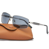 Mens Rectangular Sunglasses-Lagre Metal Frame, Polarized Lens for Men Driving/UV Protection