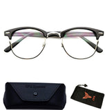 Clubmaster Style Readers Retro Half Plastic Metal Hipster Wire Reading Glasses Black