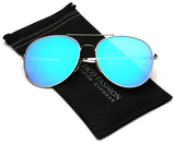 Flat Lens Oversized Mirrored Aviator Sunglasses (L-XL size head)