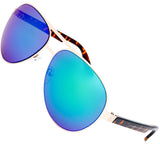 Steel Leather Frame Real Revo Mirror Lens Active Aviator Sunglasses Gift Box