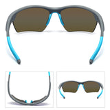 Sports Sunglasses for Men Women, Wrap Semi Rimless Frame Flash Mirror Lens