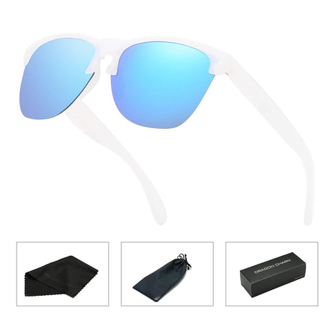 Unisex Semi Rimless Sunglasses Polarized Color Mirror Retro Glasses