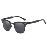 Classic Polarized Retro Sunglasses Al-Mg Semi-rimless Driving Sun Glasses