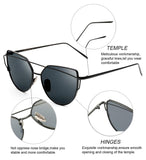 Sunglasses for Men,Metal Frame Polarized Oversized Cateyes Sunglasses