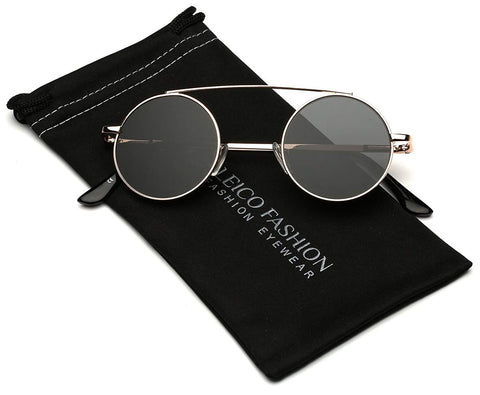 Bridgeless Circle Frame Flat Lens Fashion Sunglasses (S-M size)