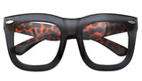 Vintage Inspired Geek Oversized Square Thick Horn Rimmed Eyeglasses Clear Lens