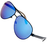 Steel Leather Frame Real Revo Mirror Lens Active Aviator Sunglasses Gift Box