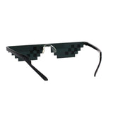 Flat Top Narrow Cat Eye Pixel Funky Party Shade Rimless Shield Sunglasses Black