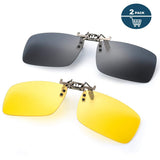 Clip on Sunglasses for Prescription Glasses, Flip Up Rimless Anti Glare Night Vision Lens for Driving Fishing, 2 PACK