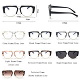 Trendy Semi Rimless Sunglasses For Women Men TR90 Frame Plain Glasses