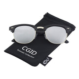 Classic Polarized Semi Rimless Unisex Horn Rimmed Sunglasses Mens Womens