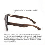 ROLLS PULIN Walnut Wood Wayfarer Sunglasses with Black Polarized Lenses UV 400 for Men or Women