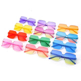 Oversized Square Candy Colors Transparent Lens Rimless Frame Unisex Sunglasses