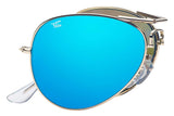Polarized Folding Aviators With Premium Cleaning Cloth and Leather Case