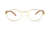 FBL Vintage Oval Clear Lens Metal & Wood Feel Eyeglasses A103