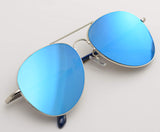 Premium Classic Aviator Mirrored Flat Lens Sunglasses Metal Frame with Spring Hinges