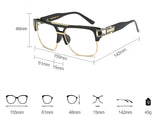 Square Aviator Large Fashion Sunglasses For Men Women Goggle Alloy Frame Glasses