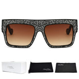 Flat Top Square Rhinestone Sunglasses Full Crystal Brand Eyewear