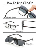 Clip on Sunglasses for Prescription Glasses, Flip Up Rimless Anti Glare Night Vision Lens for Driving Fishing, 2 PACK