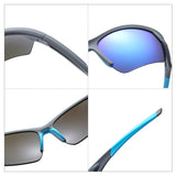 Sports Sunglasses for Men Women, Wrap Semi Rimless Frame Flash Mirror Lens