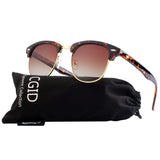 Classic Polarized Semi Rimless Unisex Horn Rimmed Sunglasses Mens Womens