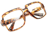 Oversized Square Thick Horn Rimmed Eyeglasses Vintage Inspired Geek Clear Lens