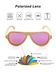 Womens Aviator Sunglasses Polarized Men Handmade Bamboo Sun Shades With Bamboo Case