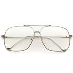 - 70's Style Clear Glasses Gold Frame Aviator Style