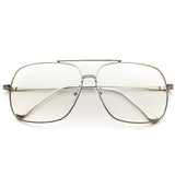 - 70's Style Clear Glasses Gold Frame Aviator Style