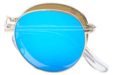 Polarized Folding Round Sunglasses With Premium Cleaning Cloth and Leather Case