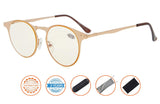 UV Protection,Anti Blue Rays,Reduce Eyestrain,Round Computer Reading Glasses