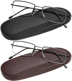 Reading Glasses Set of 2 Half Rim Ultra Lightweight Coordinating Cases Included and Durable Classic Readers for Men and Women