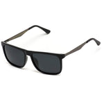 - Flat Top Polarized Lens Square Black Sunglasses for Men
