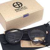 Classic Round Horn Rimmed Eye Glasses Clear Lens Oval Non Prescription Frame