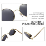 Vintage Hippie Retro Metal Perfect Round Small Frame Polarized Sunglasses 47mm