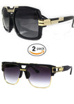 2 pack Extra Large Aviator Shield Sunglasses Mens Fashion Designer Flat Top