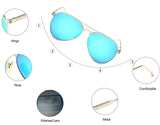 Retro Aviator Polarized Sunglasses Mirrored Lens Metal Frame for Men