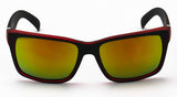 Large Matte Square Retro Sunglasses Black Red Blue Frame Color Mirror Lens