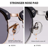 Polarized Sunglasses Women Men Classic Semi Rimless Frame Retro Sunglasses