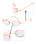 Vintage Slender Petals Shape Arc Temple Cat eye Sunglasses Skinny Design Glasses
