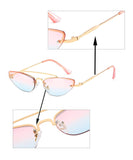 Vintage Slender Petals Shape Arc Temple Cat eye Sunglasses Skinny Design Glasses