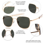 Aviator Sunglasses Polarized For Men Women Square Mirror Metal Frame Sun Glasses