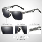 Polarized Sunglasses Men Wayfarer Driving Square Carbon Fiber Al-Mg Metal Frame with Case