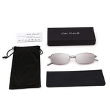 Small Clear Lens Tinted Sunglasses Slender Rectangular Metal Glasses Women Men