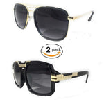 2 pack Extra Large Aviator Shield Sunglasses Mens Fashion Designer Flat Top