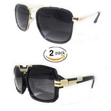 2 pack Extra Large Aviator Shield Sunglasses Mens Fashion Designer Flat Top